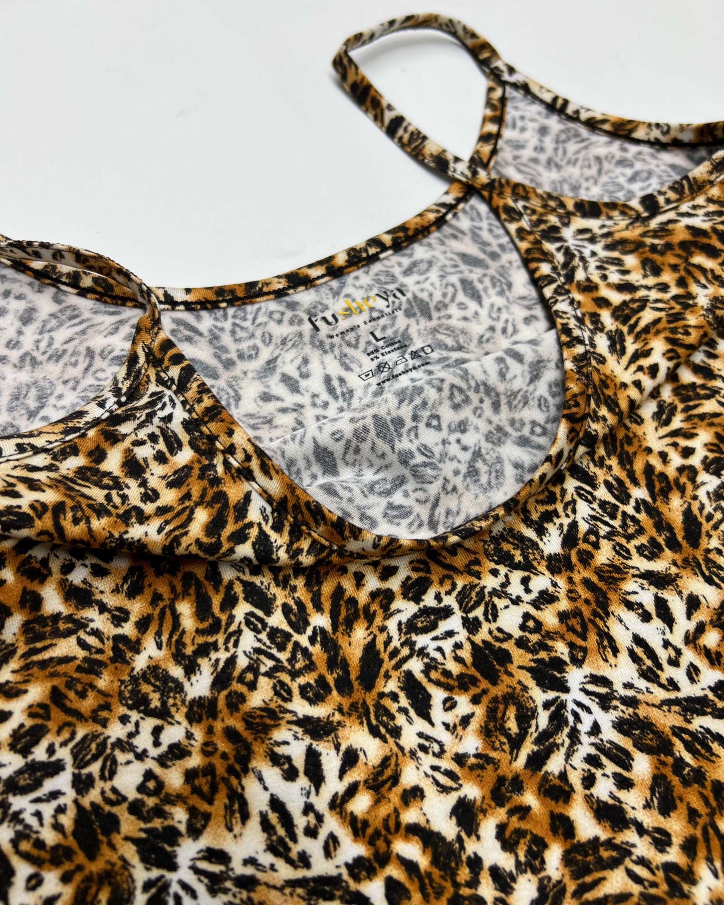 FUSHEYA Combed Cotton Stretch Camisole Leopard Vivid