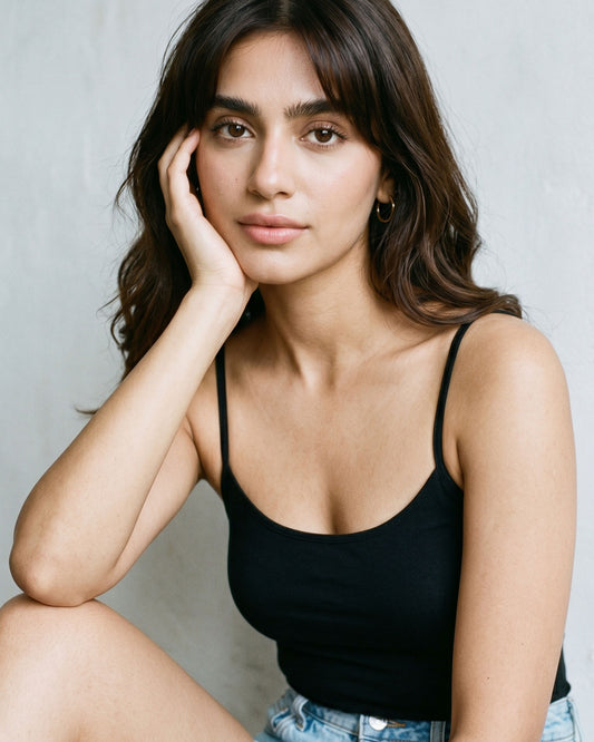 FUSHEYA Supersoft Stretch Cotton Black Camisole