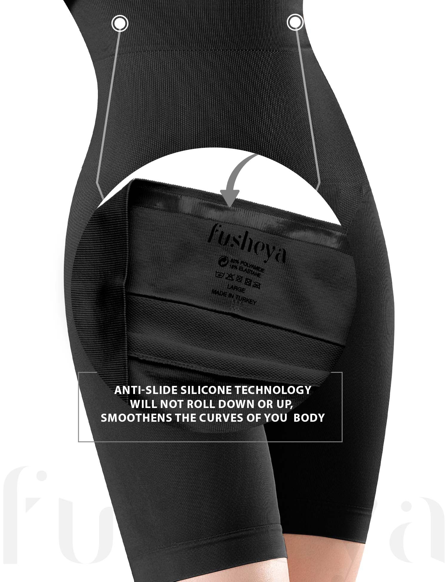 FUSHEYA High Waist Body Shaper Shorts for Women Tummy Control Butt Lifter Shapewear-silicone