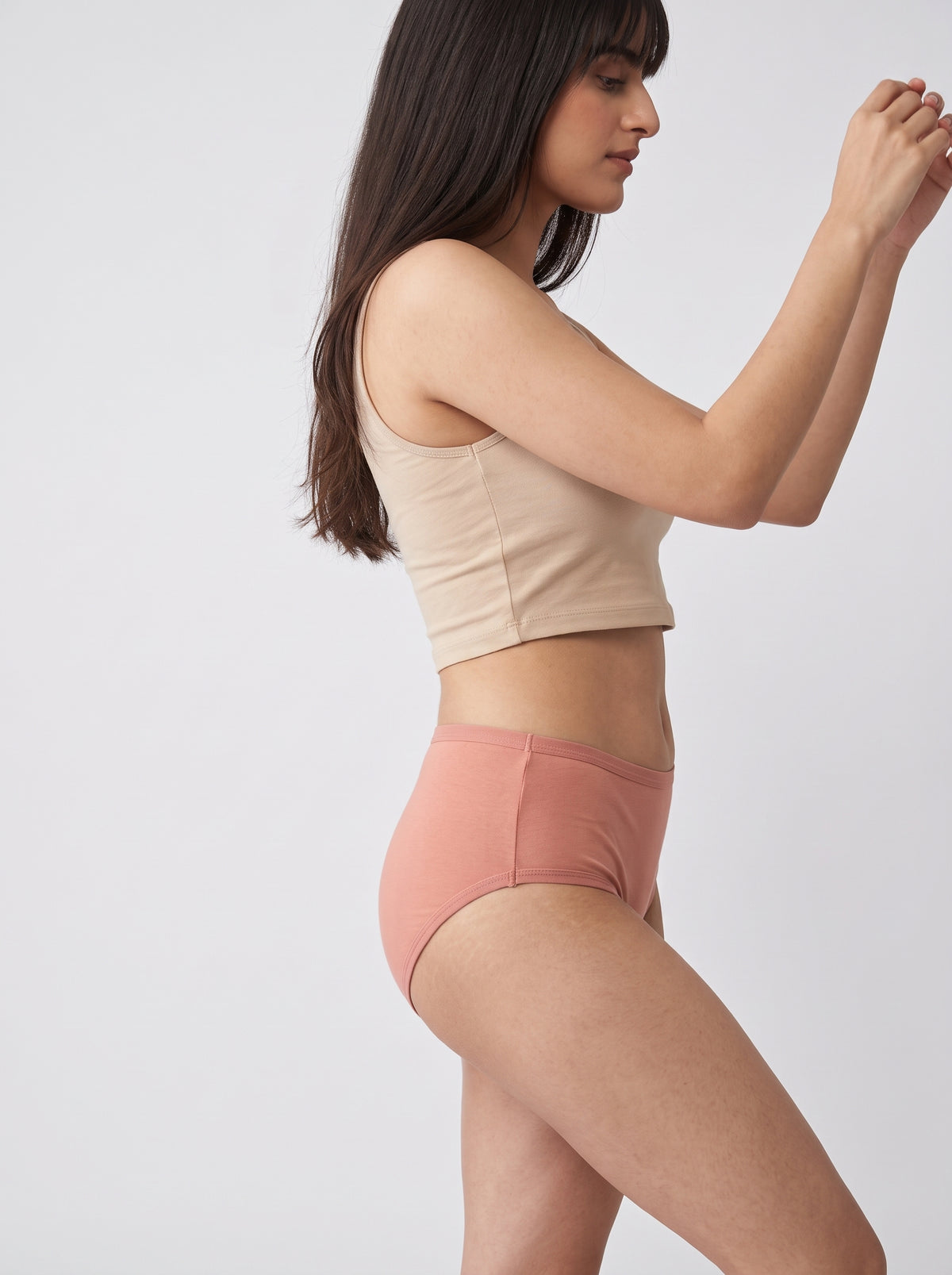 FUSHEYA High Waist Supersoft Cotton Stretch Brief - Peach
