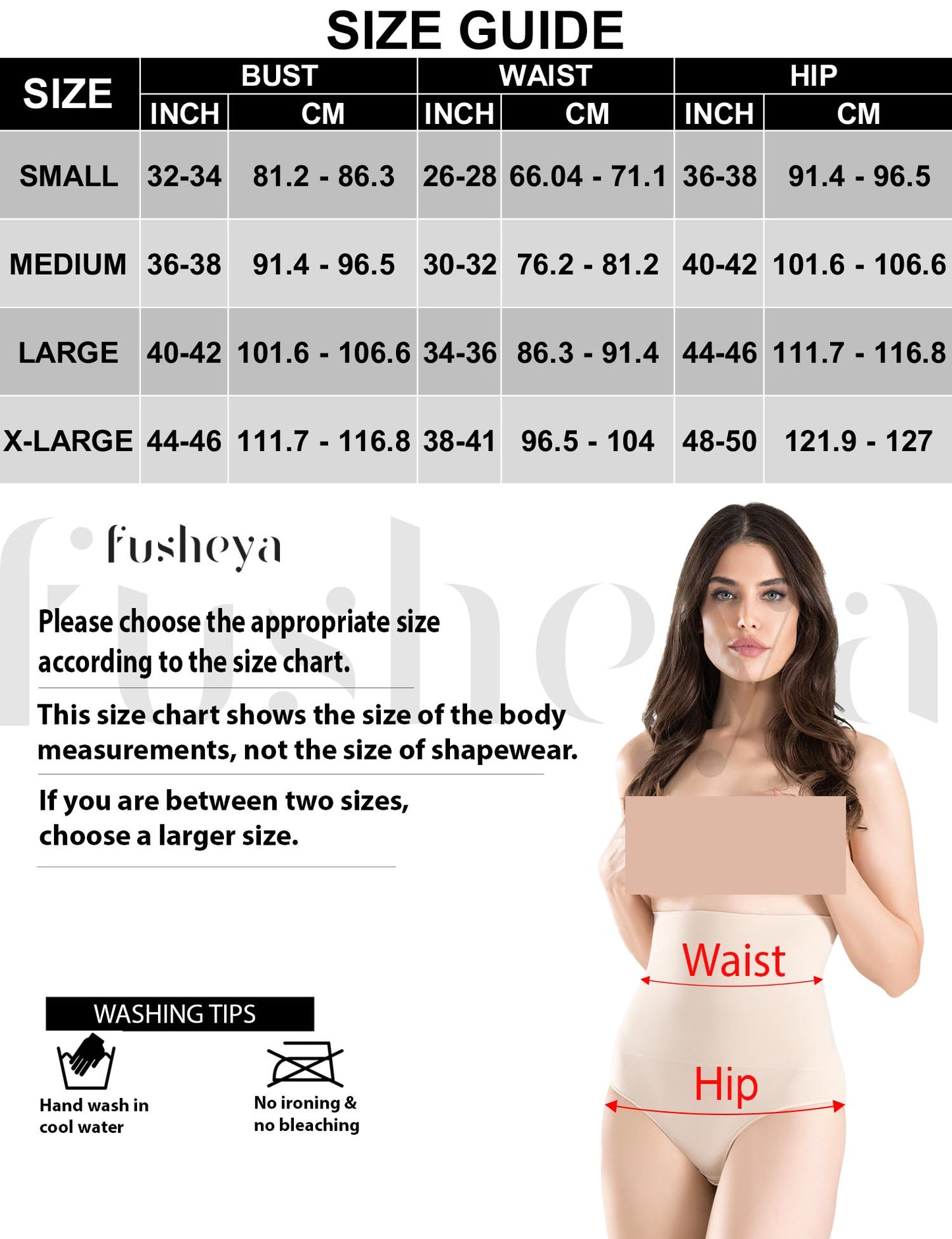 FUSHEYA High Waist Body Shaper Brief-size-chart