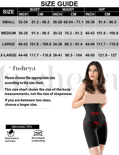 FUSHEYA High Waist Body Shaper Shorts for Women-sizechart