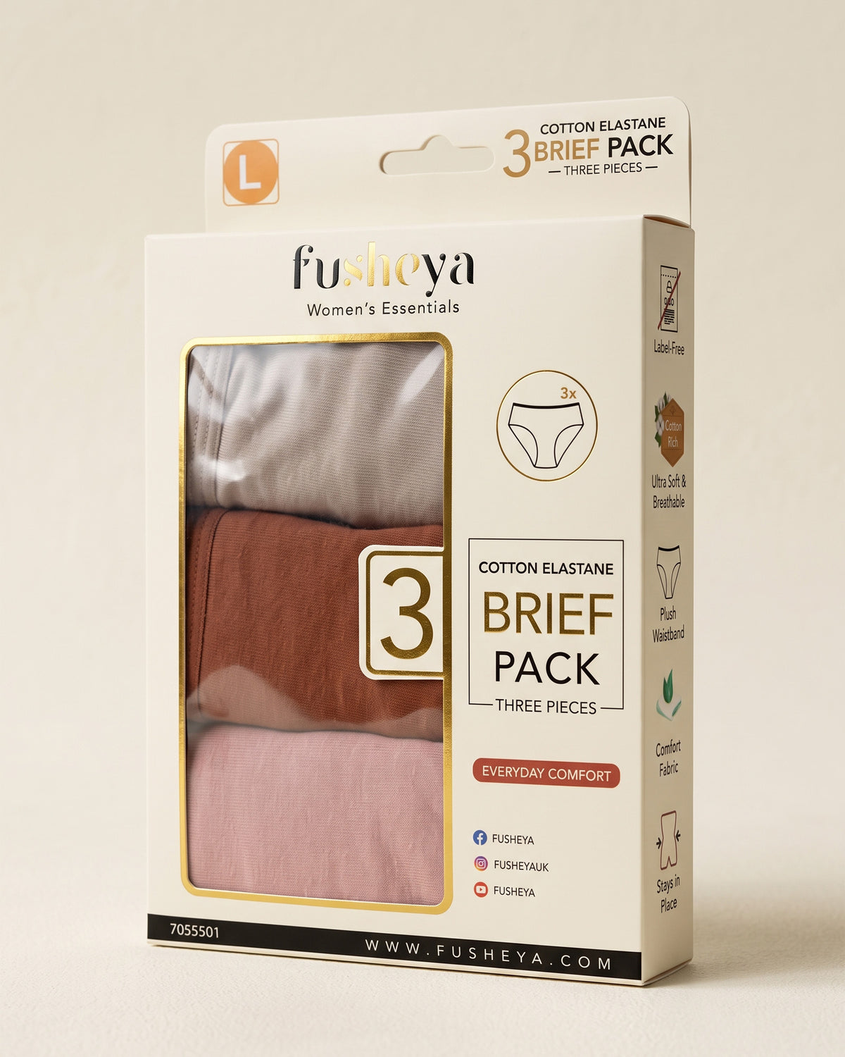 FUSHEYA Women’s Cotton Elastane Briefs – 3 Pack 7055501-31