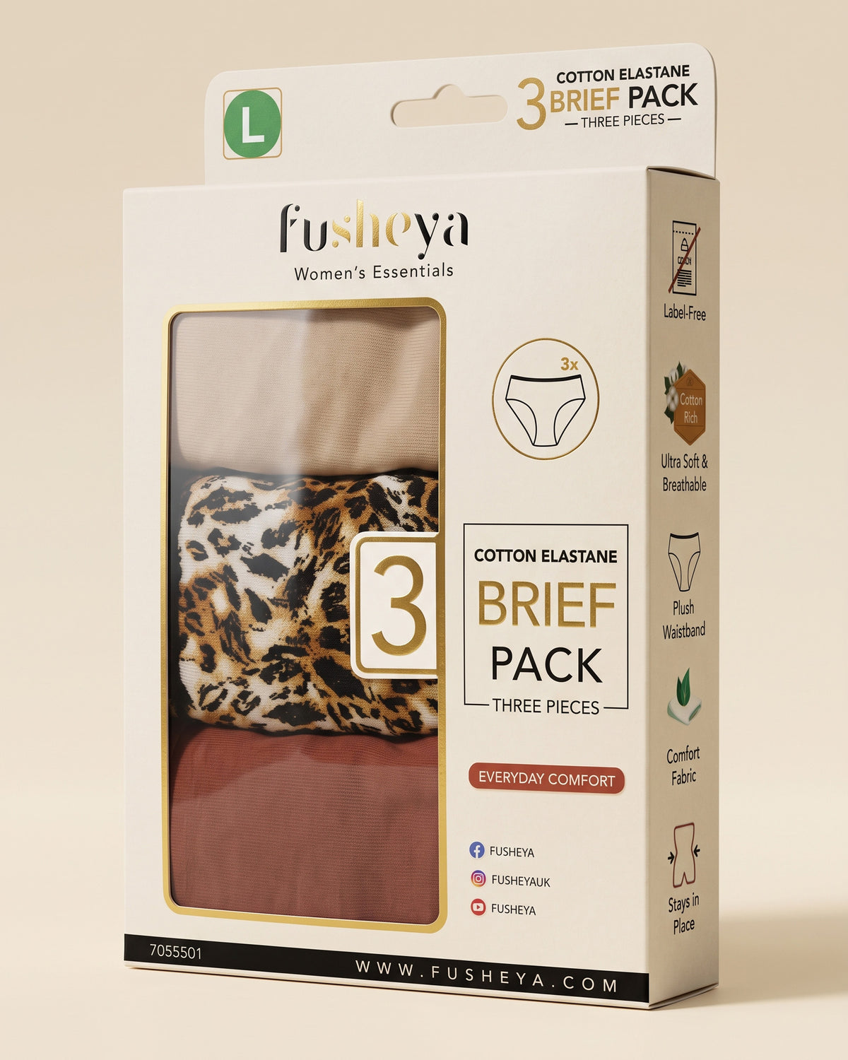 FUSHEYA Women’s Cotton Elastane Briefs – 3 Pack 7055501-26