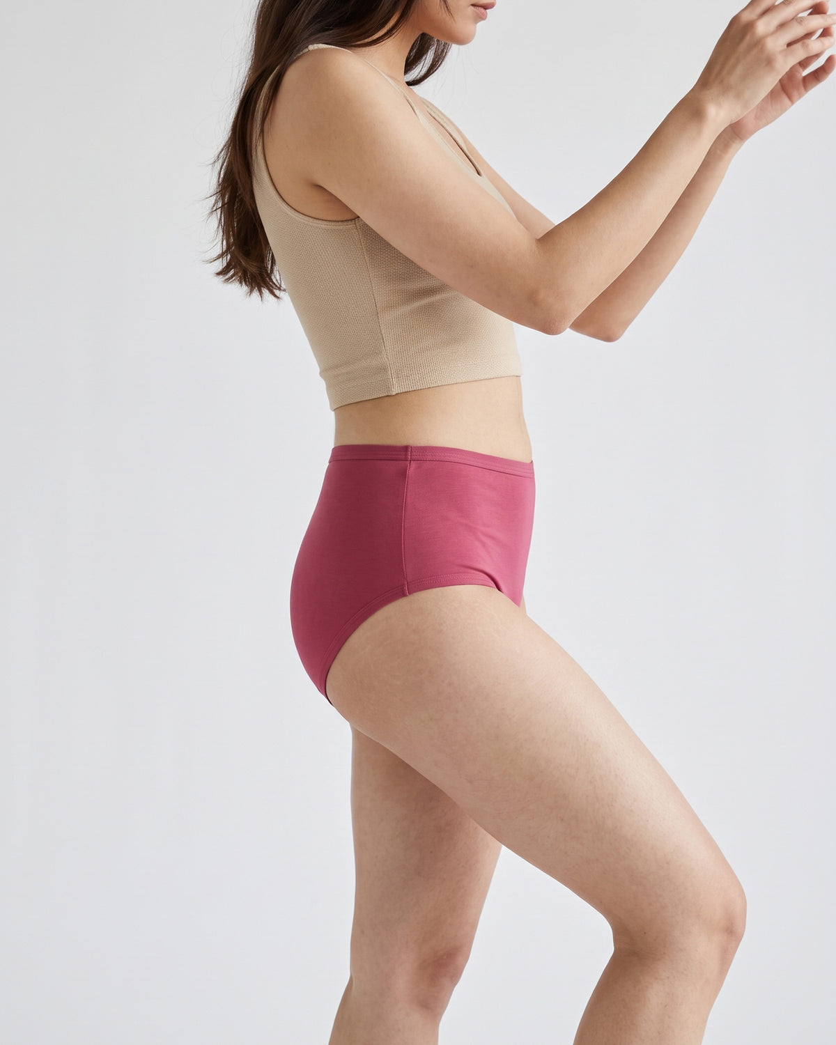FUSHEYA High Waist Supersoft Cotton Stretch Brief - Roseberry