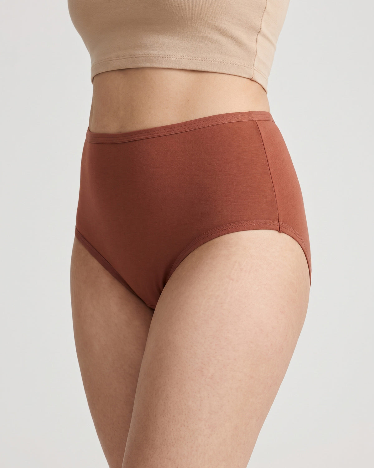 FUSHEYA High Waist Supersoft Cotton Stretch Brief - Copperbrown