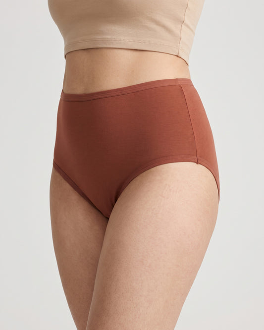 FUSHEYA High Waist Supersoft Cotton Stretch Brief - Copperbrown