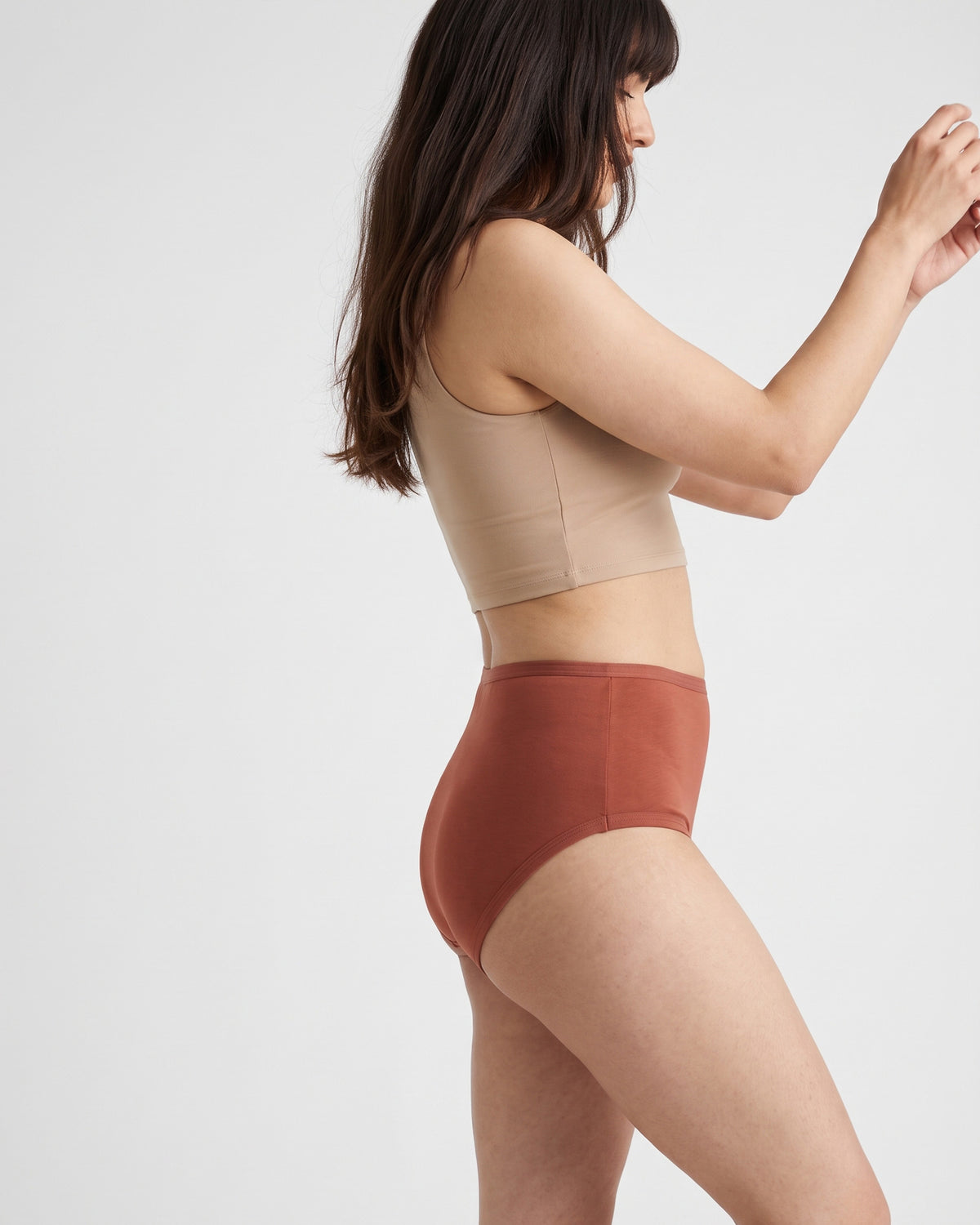 FUSHEYA High Waist Supersoft Cotton Stretch Brief - Copperbrown