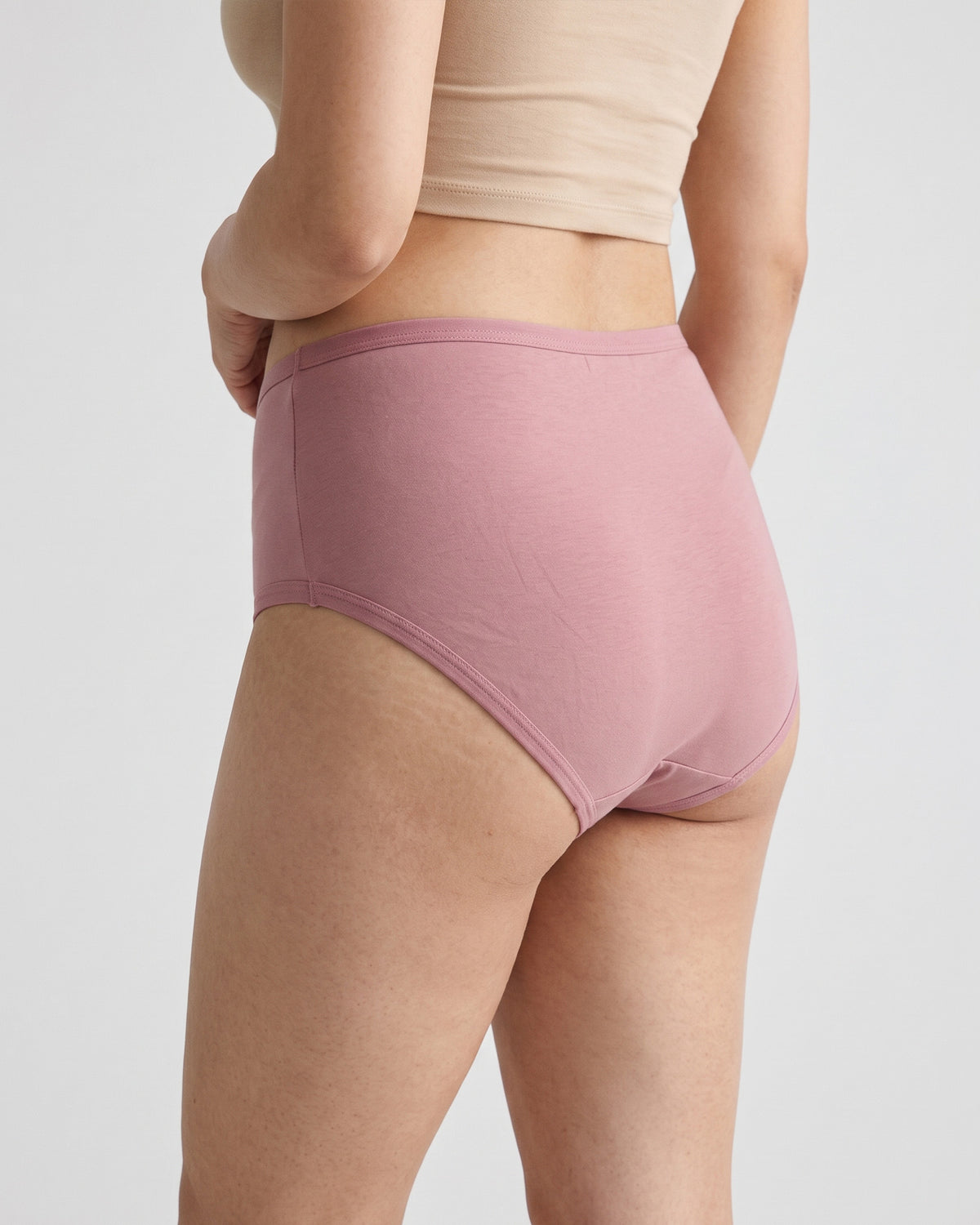 FUSHEYA High Waist Supersoft Cotton Stretch Brief - Dustyrose