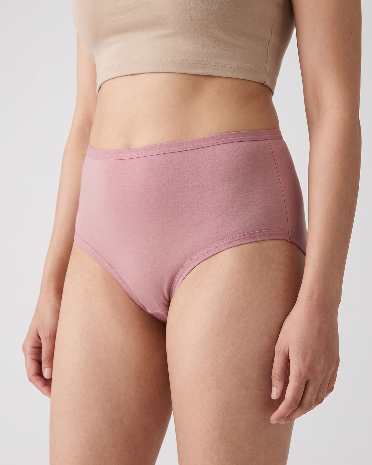 FUSHEYA High Waist Supersoft Cotton Stretch Brief - Dustyrose