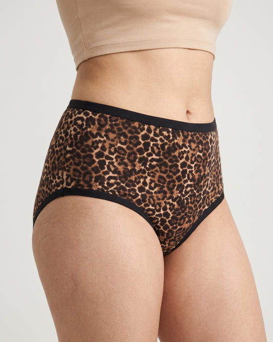FUSHEYA High Waist Supersoft Cotton Stretch Brief - Leopard