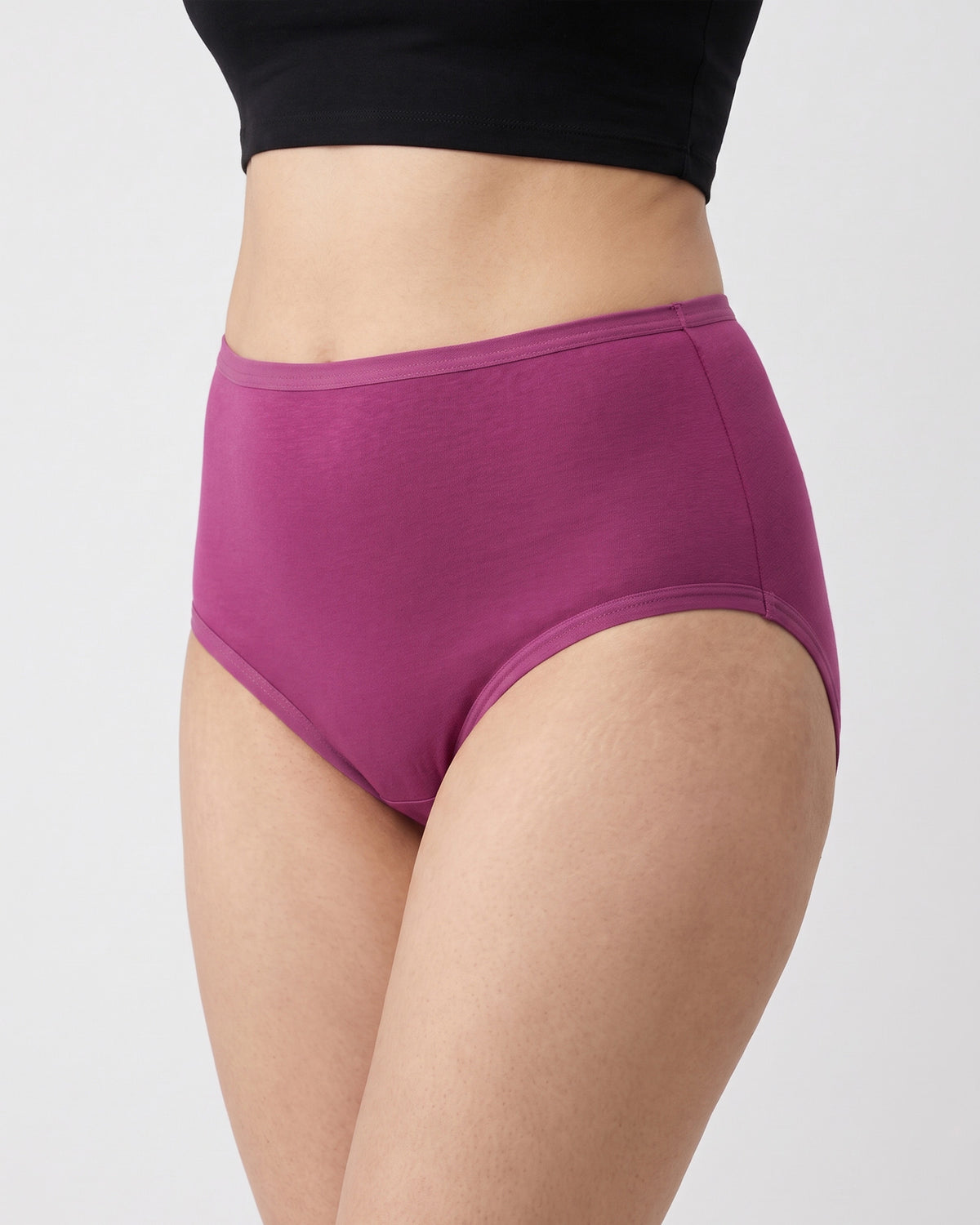 FUSHEYA High Waist Supersoft Cotton Stretch Brief - Magenta