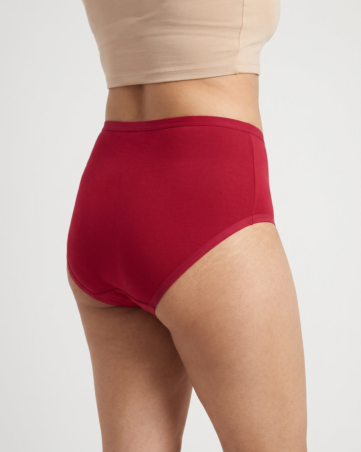 FUSHEYA High Waist Supersoft Cotton Stretch Brief - Maroon