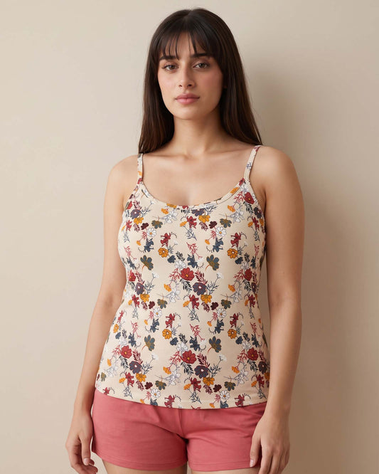 FUSHEYA Combed Cotton Stretch Camisole Autumn Garden