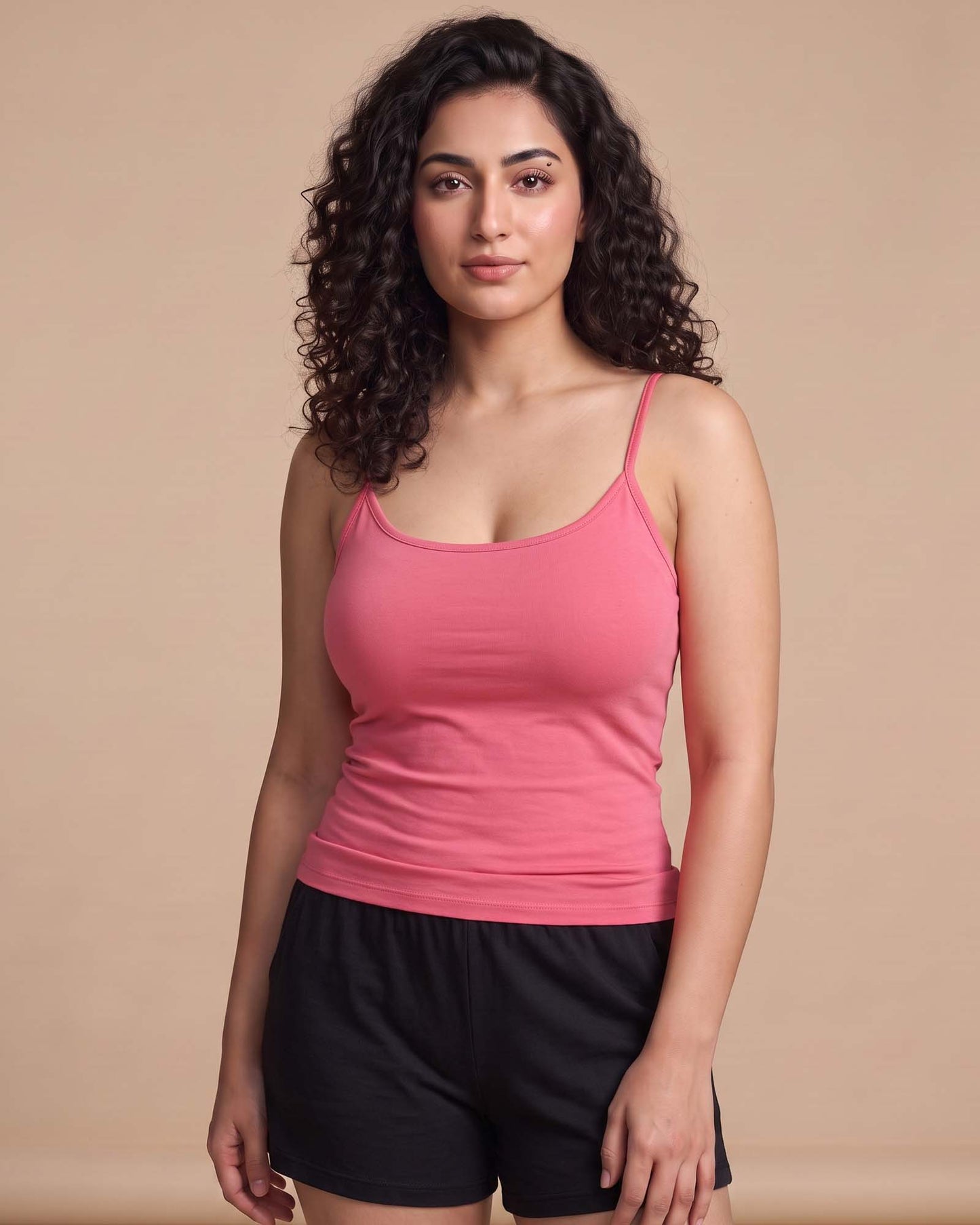FUSHEYA Combed Cotton Stretch Camisole Roseberry