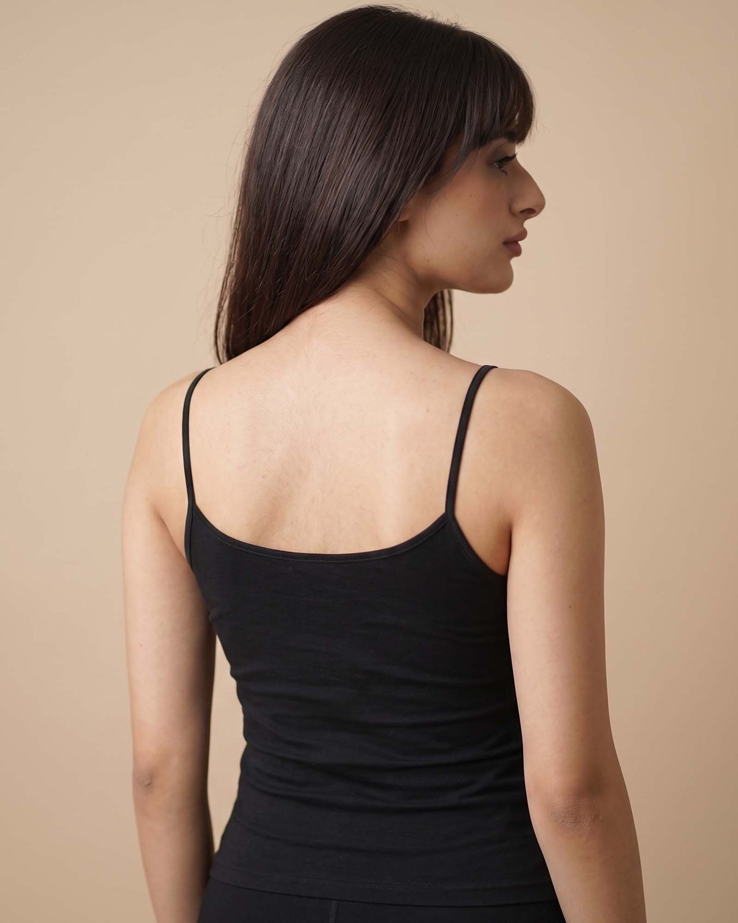 FUSHEYA Supersoft Stretch Cotton Black Camisole