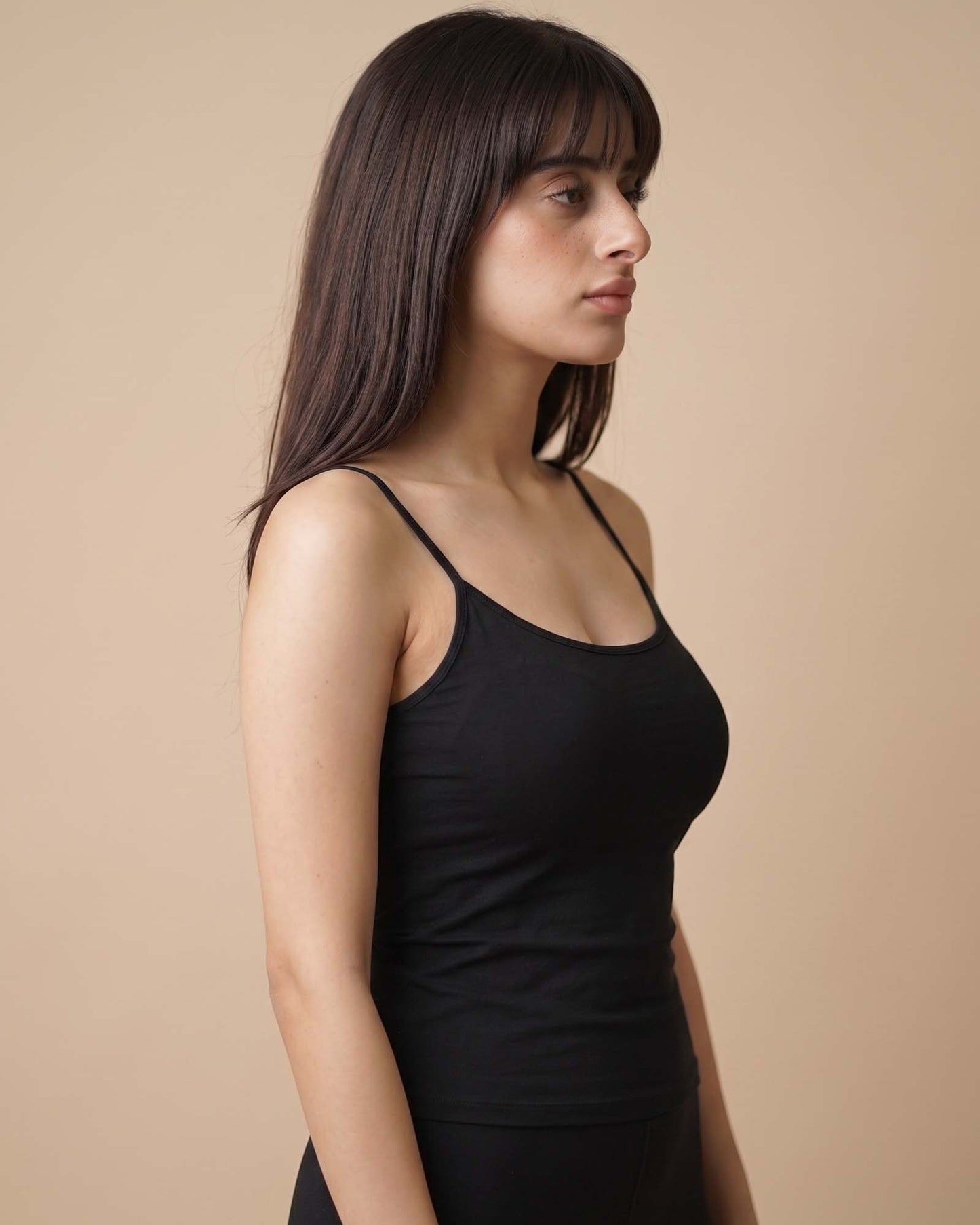 FUSHEYA Supersoft Stretch Cotton Black Camisole