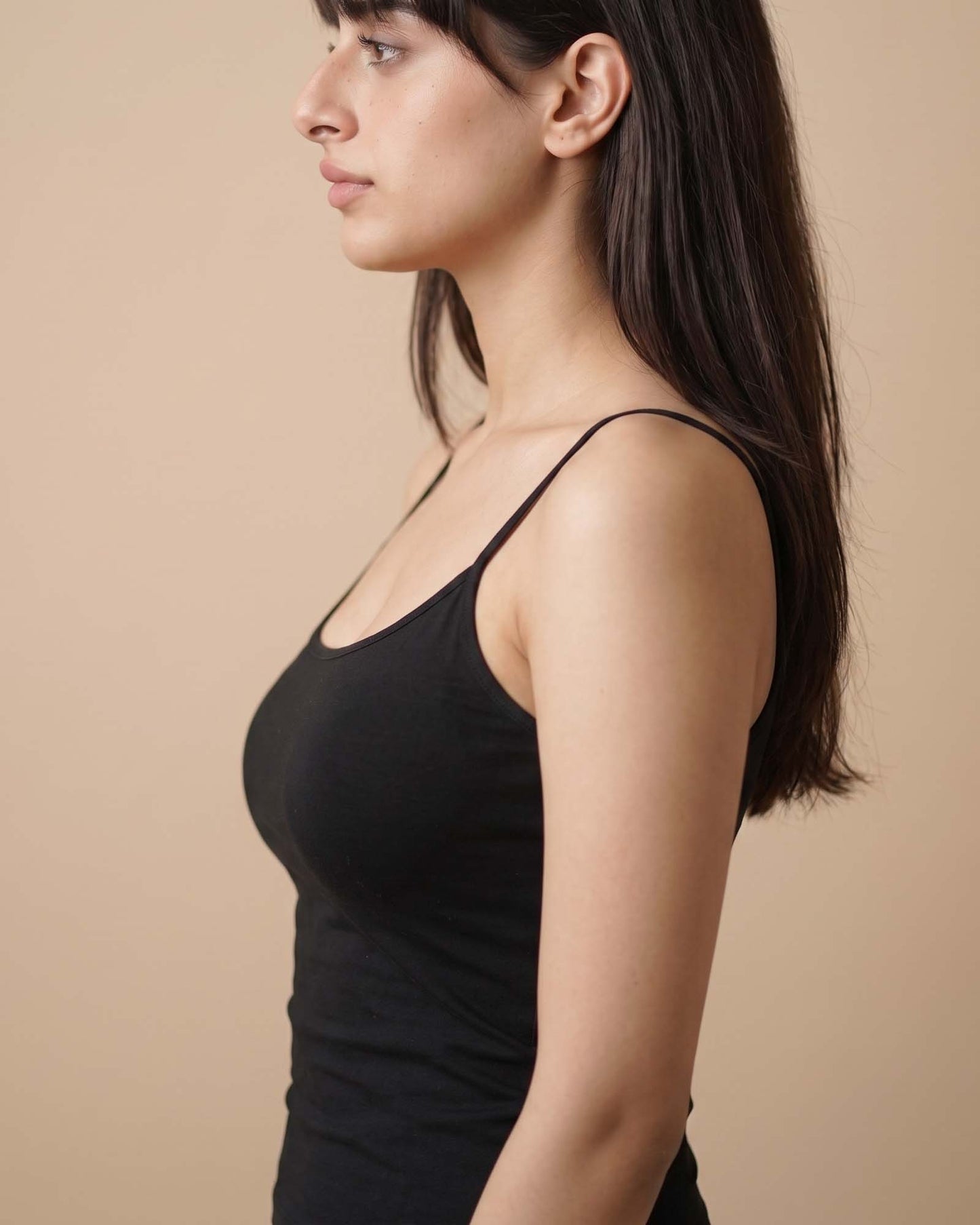 FUSHEYA Supersoft Stretch Cotton Black Camisole