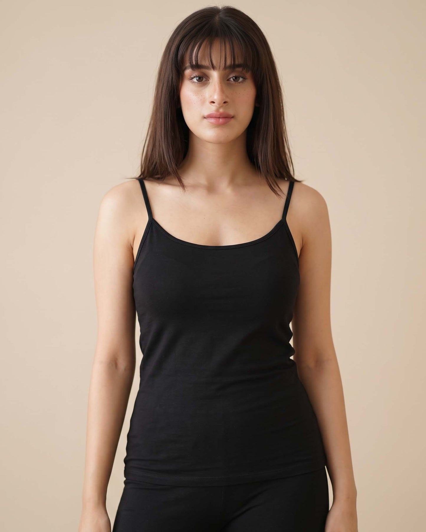 FUSHEYA Supersoft Stretch Cotton Black Camisole