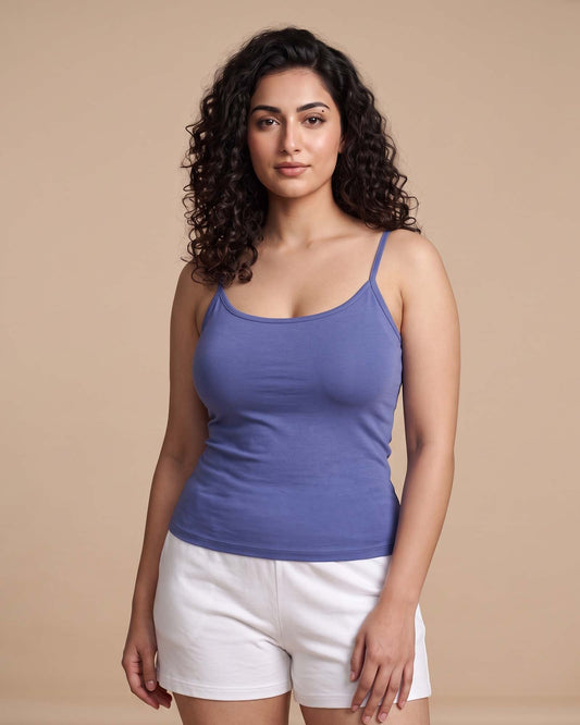 FUSHEYA Combed Cotton Stretch Camisole Cobaltblue