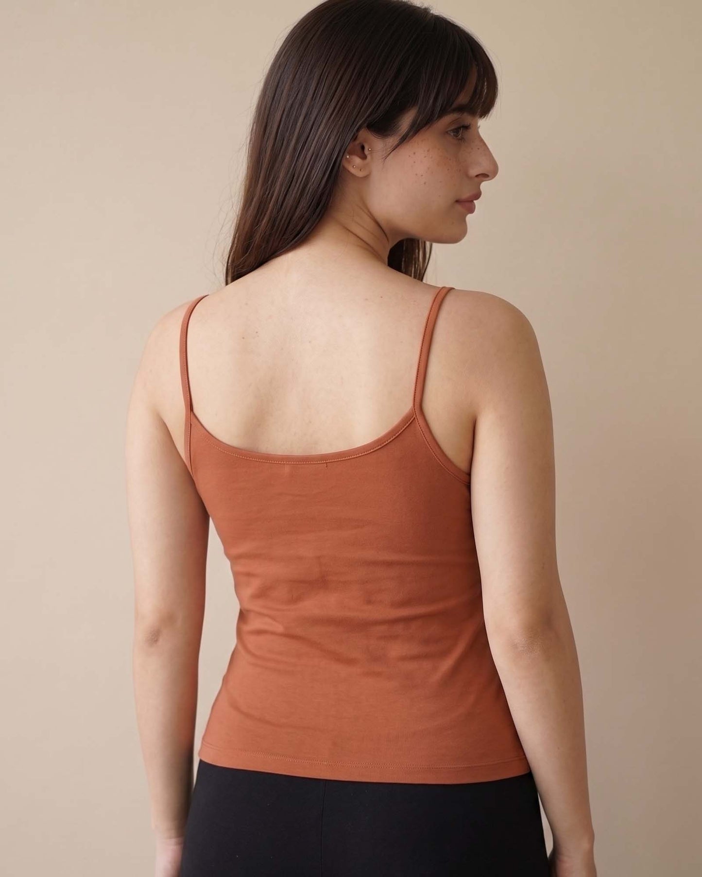 FUSHEYA Combed Cotton Stretch Camisole Copperbrown