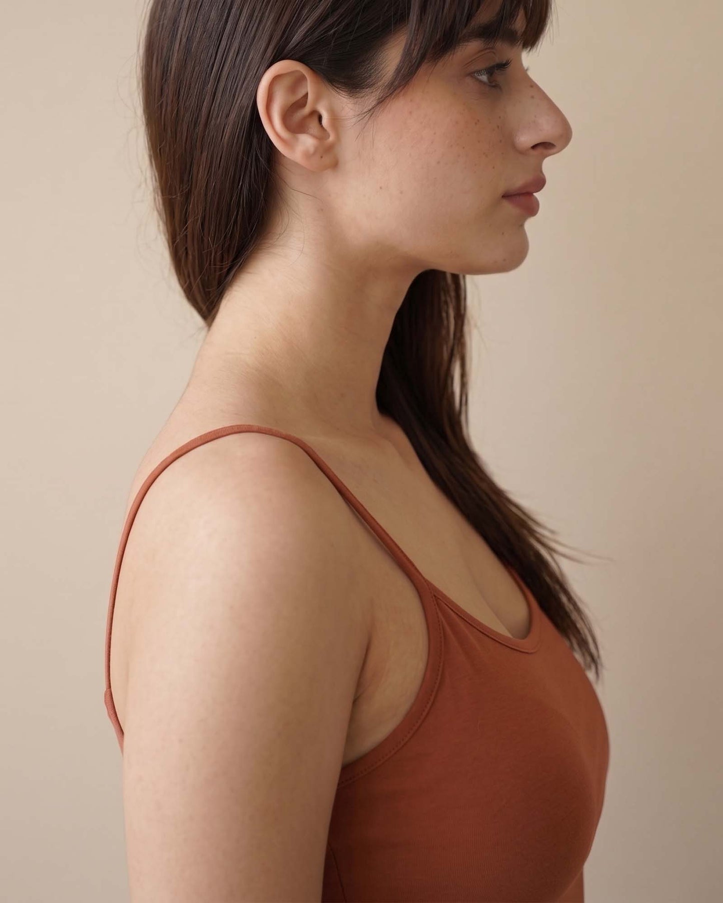 FUSHEYA Combed Cotton Stretch Camisole Copperbrown