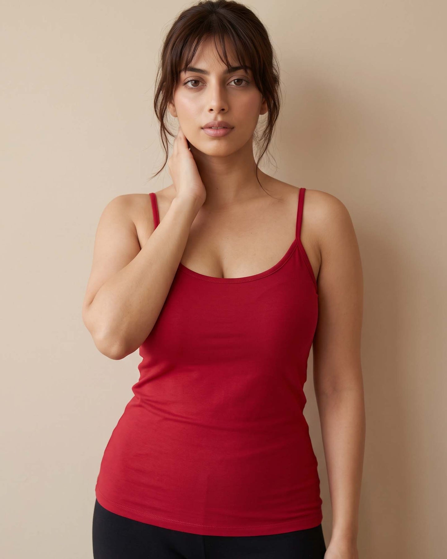 FUSHEYA Combed Cotton Stretch Camisole Maroon