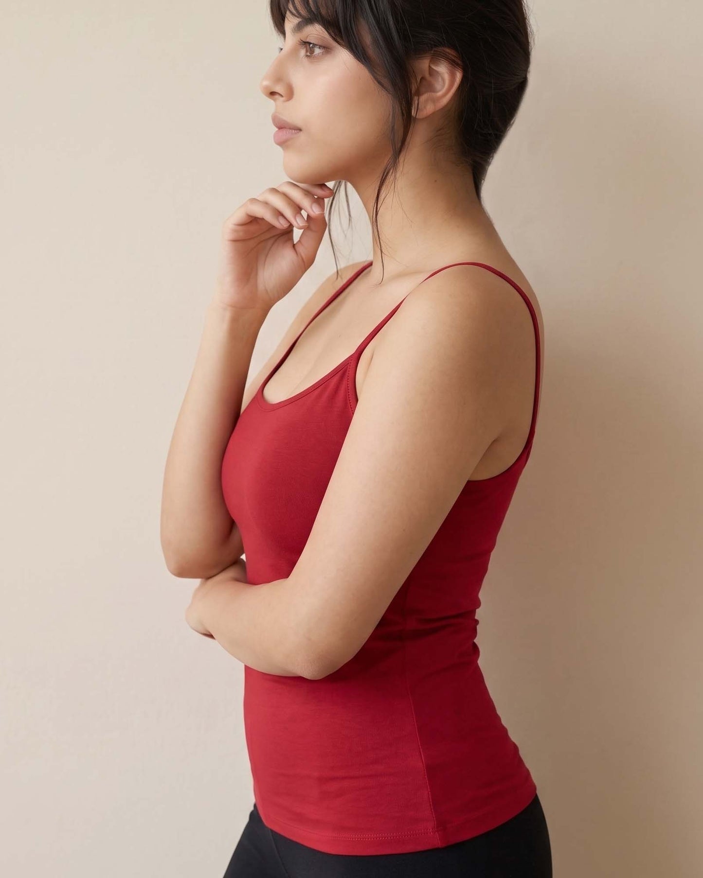 FUSHEYA Combed Cotton Stretch Camisole Maroon