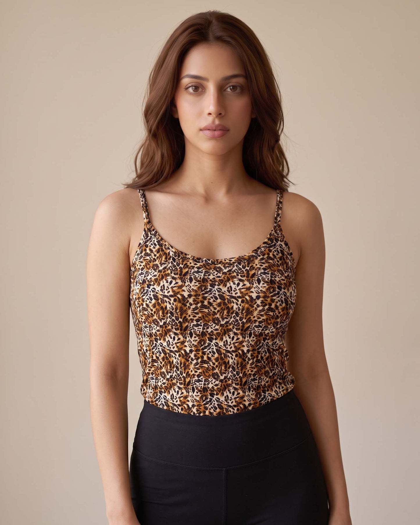 FUSHEYA Combed Cotton Stretch Camisole Leopard Vivid