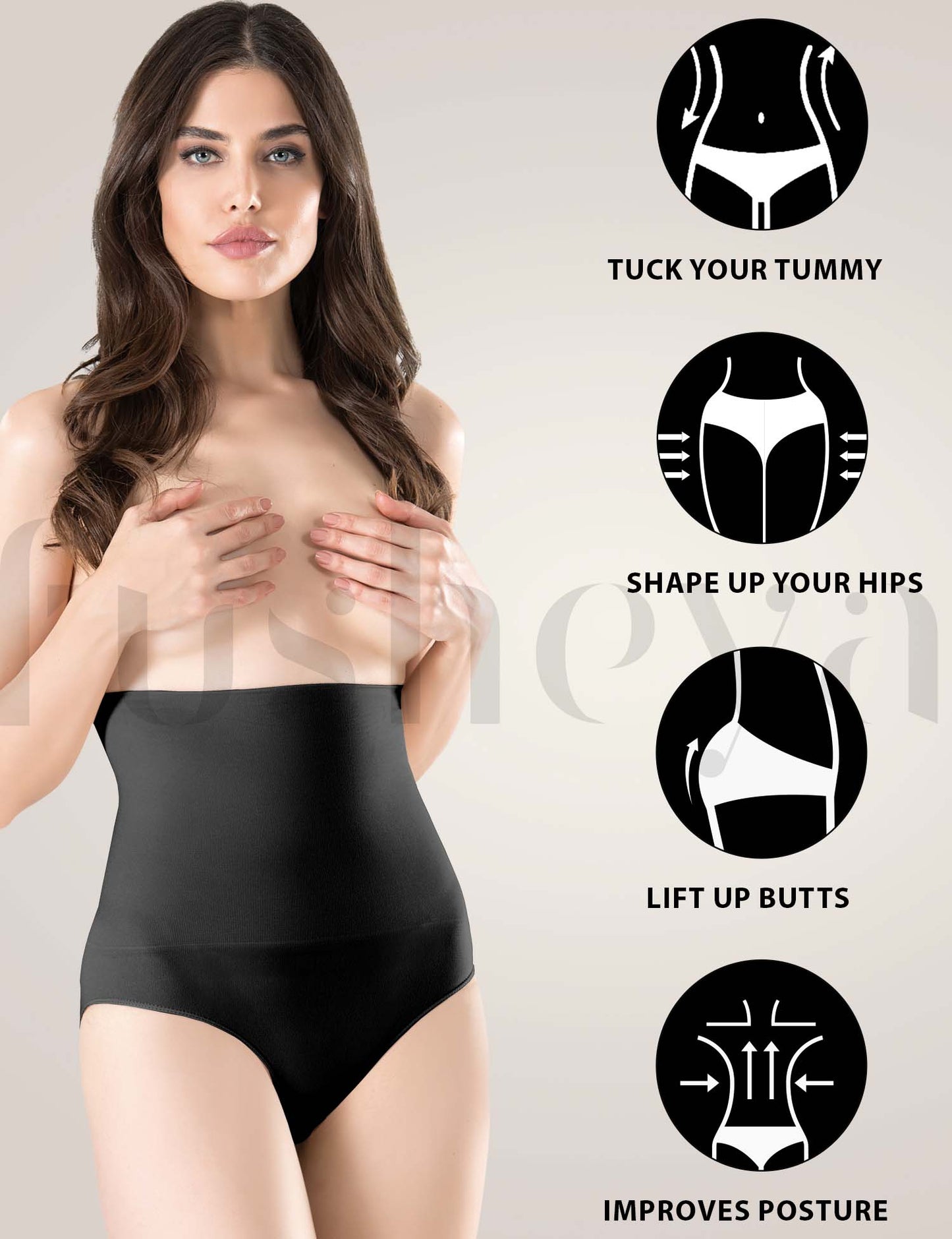 FUSHEYA High Waist Brief Shapewear Seamless Butt Lifter Underwear for Women-shape hips-lift butt- posture