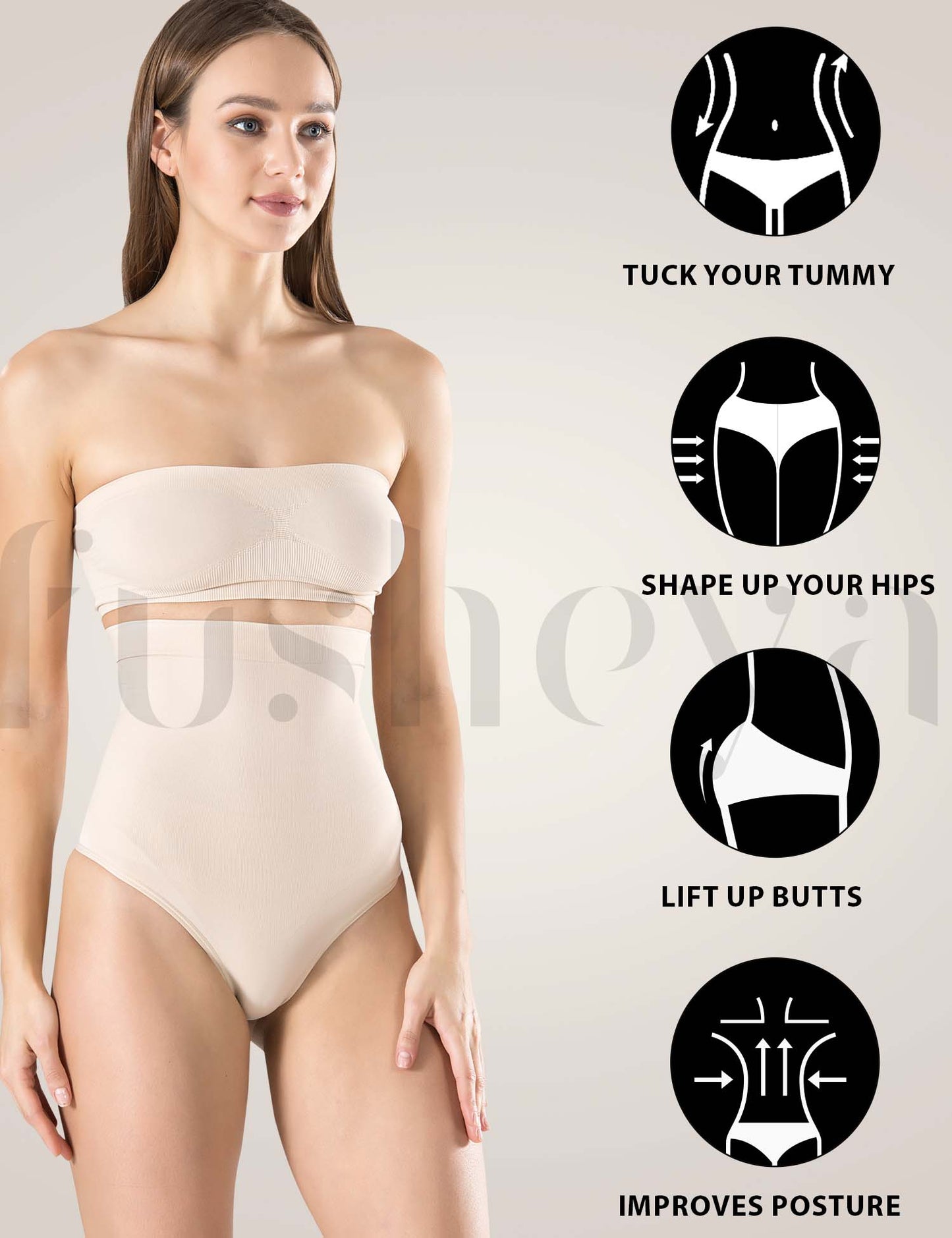 FUSHEYA High Waist Thong Panty Body Shaper  tummy tucker-shape-hips-improve-posture