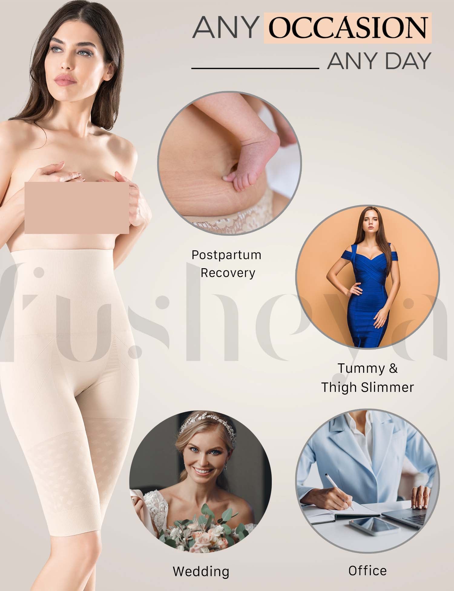 FUSHEYA High Waist Tummy Tucker Thigh Body Shaper-wedding-tummy-thigh-office
