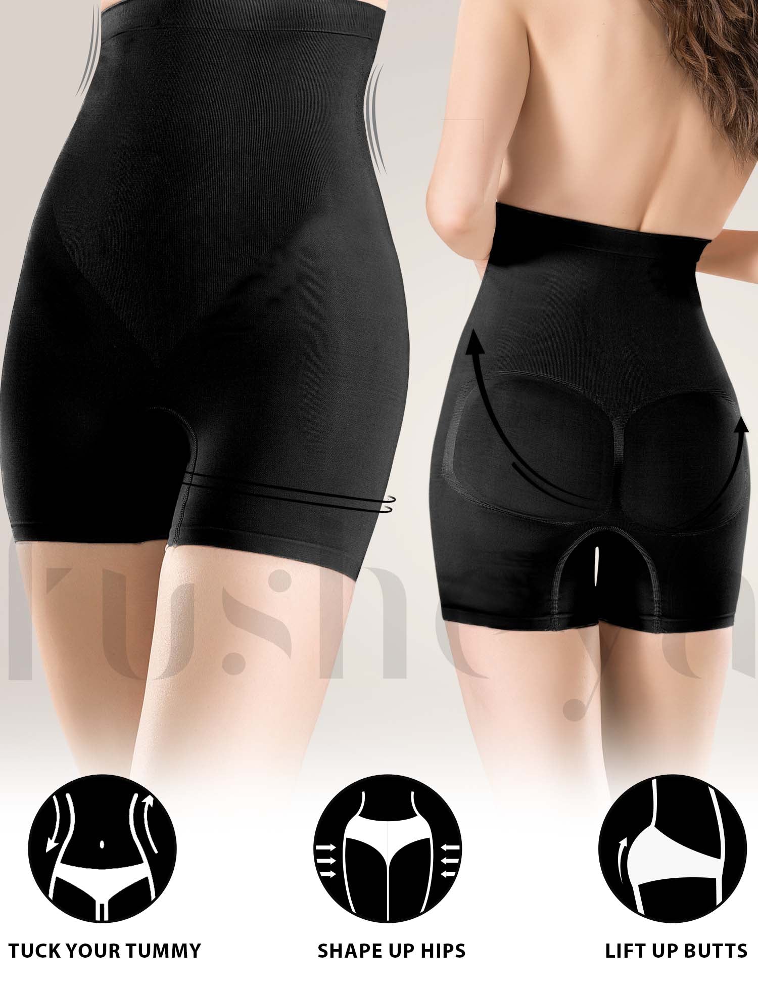 FUSHEYA-High-Waist-Power-Shorts-Shapewear-Butt-Lifter-for-Women-material-details-tummy tucker-shape-hips-butts-lifter