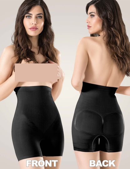 FUSHEYA High Waist Power Shorts Body Shaper for Women Tummy Control Butt Lifter Seamless Shapewear