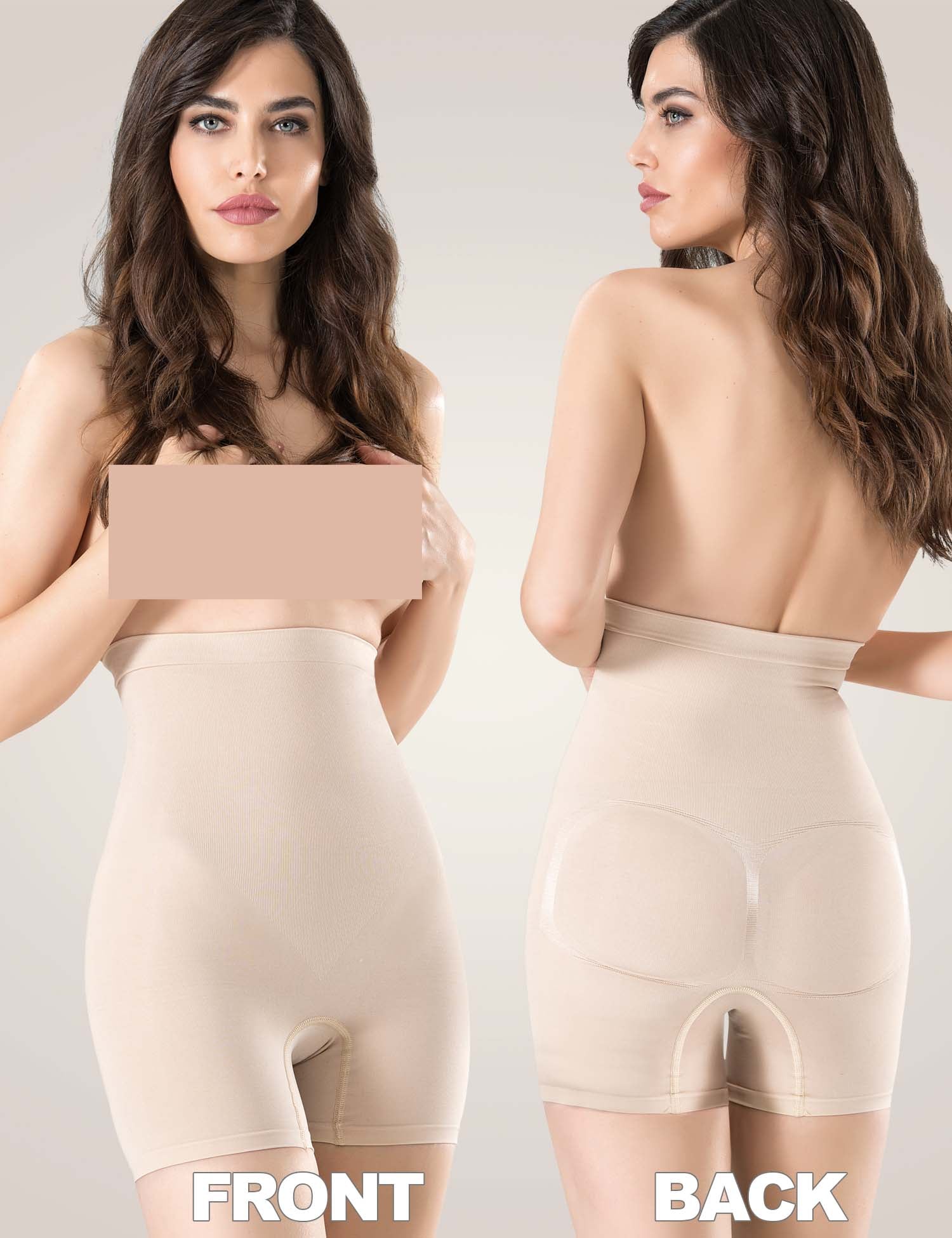 FUSHEYA High Waist Power Shorts Shapewear Butt Lifter Seamless for Women-front-back