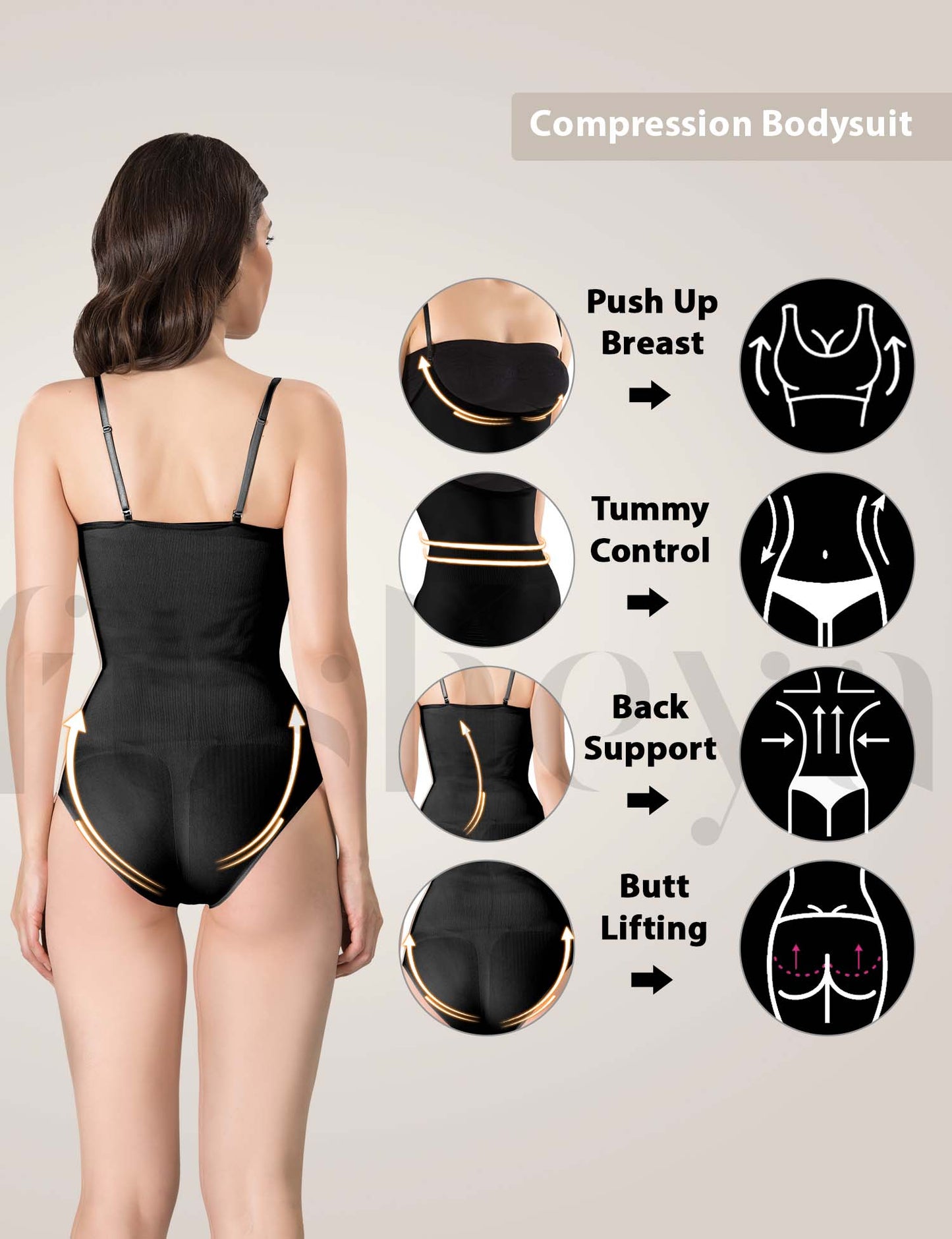 FUSHEYA Full Body Shaper Bodysuit - Open Bust Tummy Control Slimming Shapewear for Women