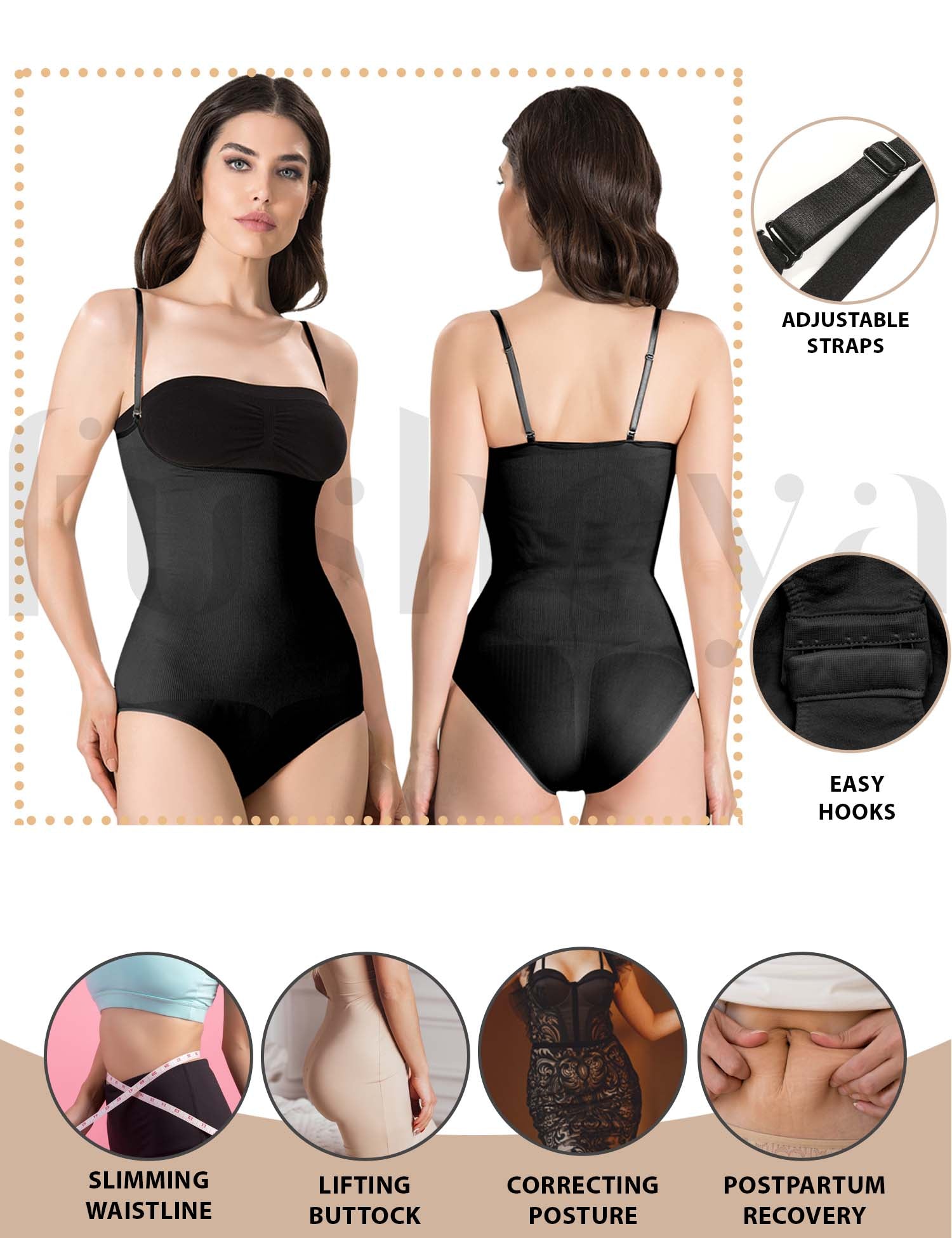 FUSHEYA Full Body Shaper Bodysuit Shapewear-adjustable-straps