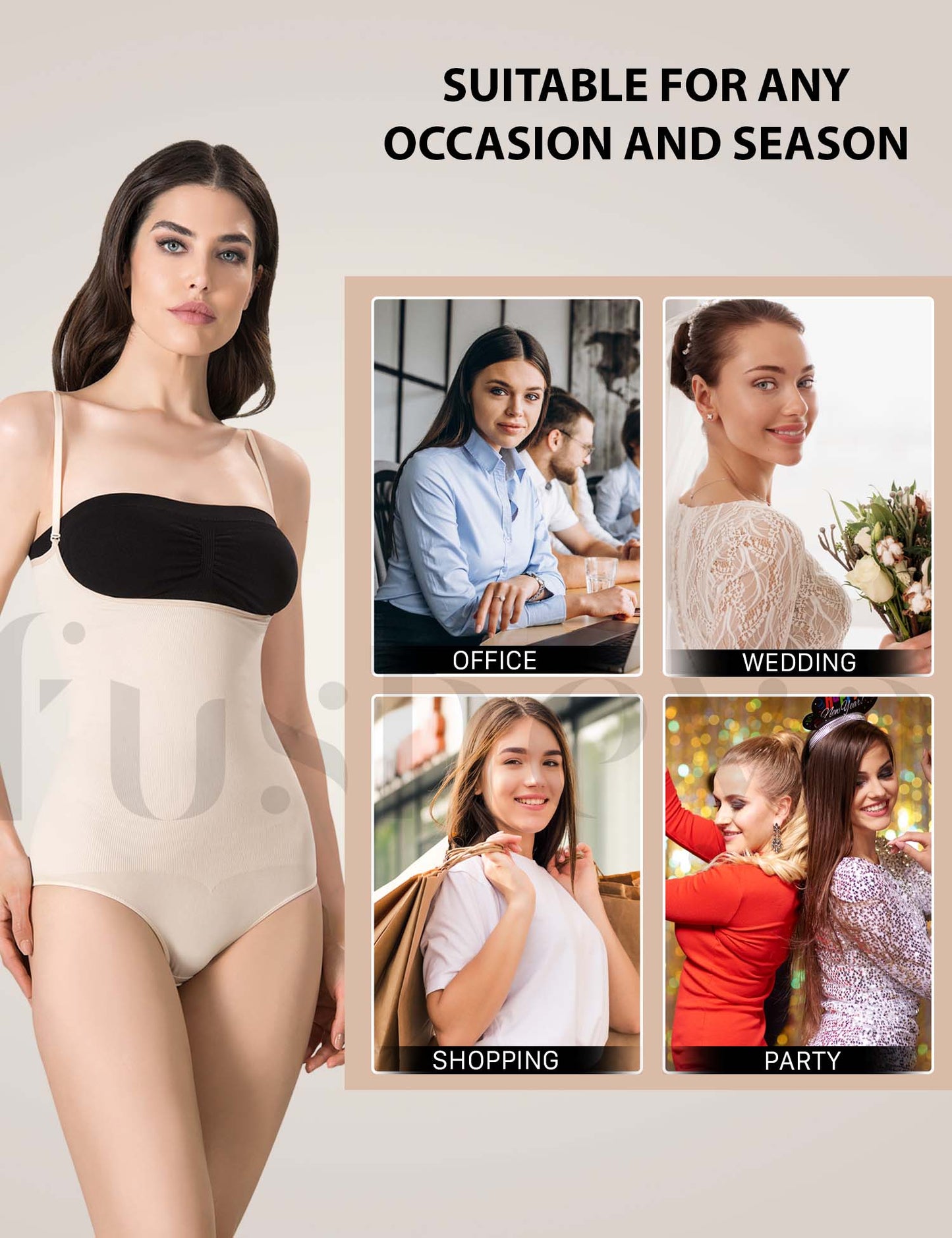 FUSHEYA Bodysuit Shapewear Full Coverage Brief Body Shaper suitable-any-occasion