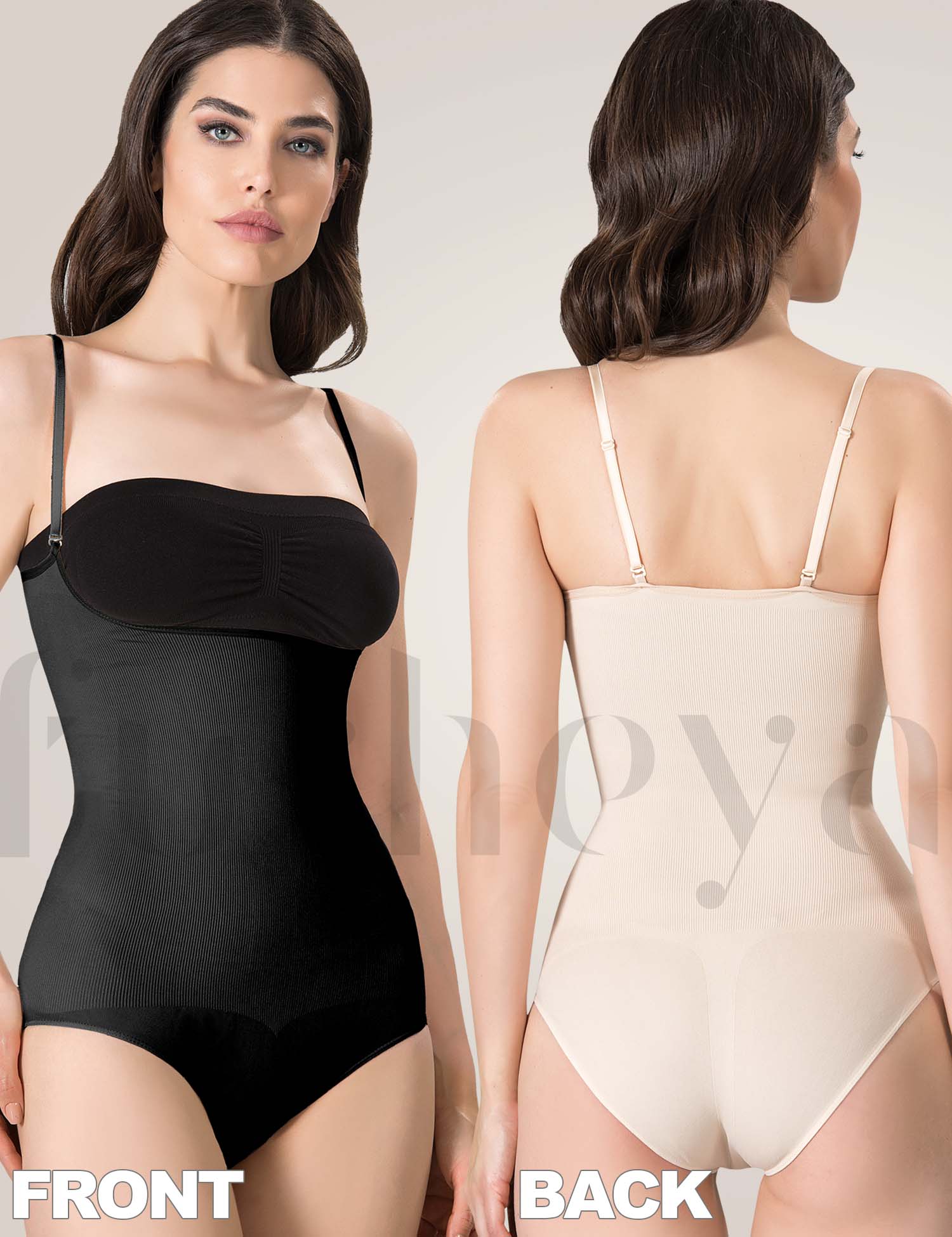 FUSHEYA Full Body Shaper Bodysuit Shapewear-front-back