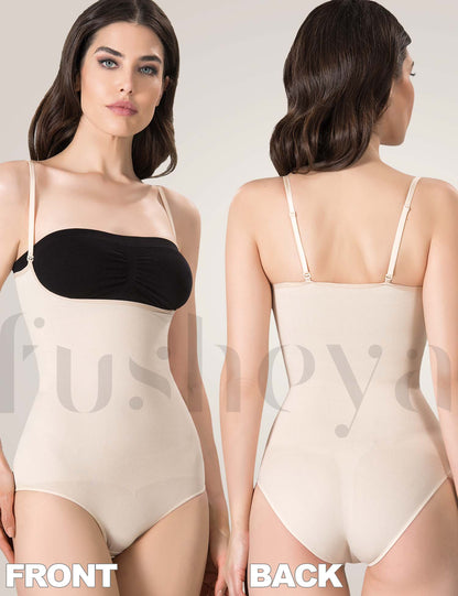 FUSHEYA Bodysuit Shapewear Full Coverage Brief Body Shaper front-back